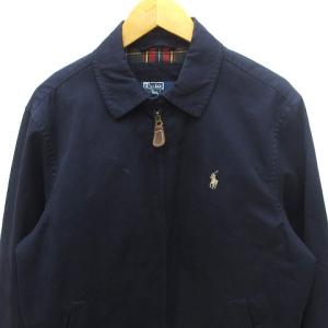 POLO RALPH LAUREN ブルゾン ワンポイント ロゴ刺繍 裏地チェック ジップアップ コットン 紺 ネイビー S アウター GY11