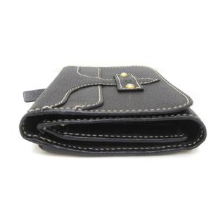 LOEWE 二つ折り財布 ロゴ ゴールド金具 レザー 黒 ブラック ウォレット