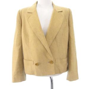PRET-A-PORTER ヴィンテージ テーラードジャケット ツイード 2B シルク ウール混 イエロー 黄系 M GY11