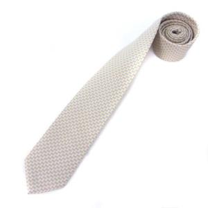 タグ付き 659140T-07 Hロゴ ネクタイ レギュラータイ 総柄 シルク100％ ベージュ系 GY11