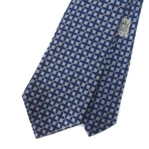 7307EA ネクタイ レギュラータイ 総柄 ロゴ シルク100％ ネイビー 紺 GY11