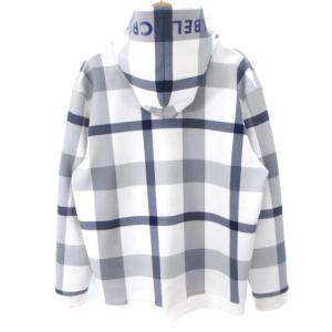 BLACK LABEL CRESTBRIDGE パーカー プルオーバー チェック 裏起毛 ロゴ プリント ホワイト 白 LL GY01