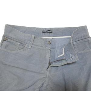 DOLCE&GABBANA 14CLASSIC コーデュロイパンツ ロゴプレート 大きいサイズ 52 XL相当 スモーキーブルー GY01 X