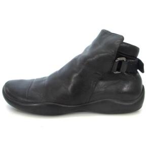 PRADA SPORT 3204 ショートブーツ ベルト レザー ロゴ 黒 ブラック 37.5 24cm相当 靴 シューズ GY01