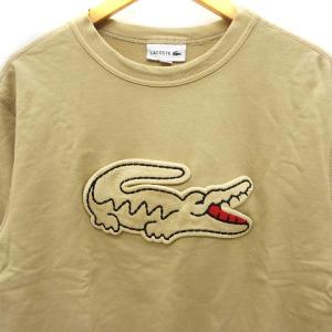 LACOSTE ビッグクロック 半袖 スウェット トレーナー ロゴ コットン ベージュ FR3 M位 トップス