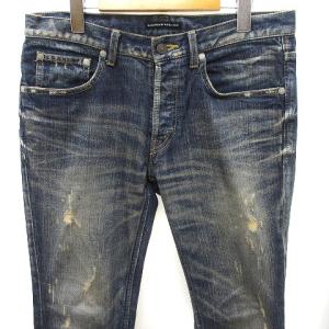 LOUNGE LIZARD デニムパンツ ジーンズ ダメージ加工 ボタンフライ コットン インディゴブルー 青系 2 M位 ボトムス