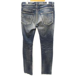 LOUNGE LIZARD デニムパンツ ジーンズ ダメージ加工 ボタンフライ コットン インディゴブルー 青系 2 M位 ボトムス