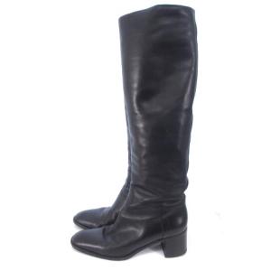 HERMES SEMELLE CUIR ロングブーツ レザー 24.5cm ブラック