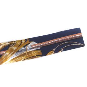 HERMES CAVALCADES ツイリー スカーフ 騎馬行進 マリン ゴールド グリス シルク ネイビー
