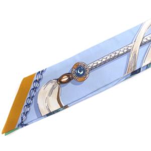 HERMES CAVALCADES ツイリー スカーフ 騎馬行進 シルク100％ 水色