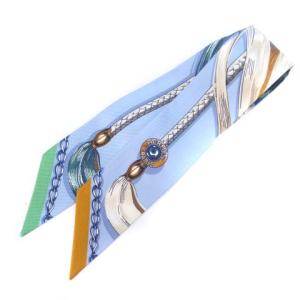 CAVALCADES ツイリー スカーフ 騎馬行進 シルク ブルー シエル クレーム グリーン