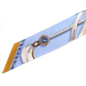 HERMES CAVALCADES ツイリー スカーフ 騎馬行進 シルク ブルー シエル クレーム グリーン