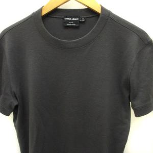 GIORGIO ARMANI Tシャツ 半袖 無地 カシミヤ100％ チャコールグレー 48 M-L位 トップス