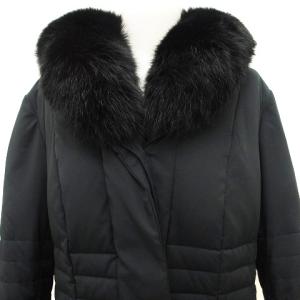 BURBERRY LONDON ダウンコート ジャケット ブルーフォックスファー 毛皮 裏チェック 無地 FC108-827-09 黒 ブラック 46 L-XL位
