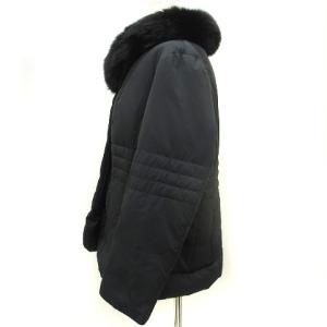 BURBERRY LONDON ダウンコート ジャケット ブルーフォックスファー 毛皮 裏チェック 無地 FC108-827-09 黒 ブラック 46 L-XL位