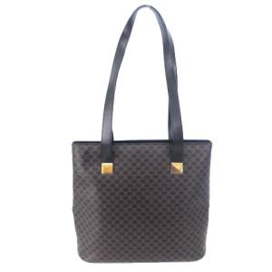 CELINE MC98/2 マカダム トートバッグ 肩掛け 総柄 PVC レザー ブラック