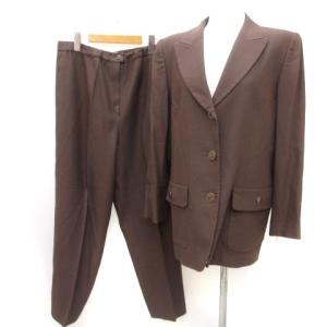 GLAMOUR ヴィンテージ フォーマル セットアップ テーラードジャケット スラックスパンツ ウール ブラウン 茶 44