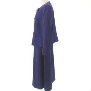 CARVEN Noble セットアップ ジャケット スカート ロング ウール シルク混 パープル 紫 48 XXL位 大きいサイズ GY18