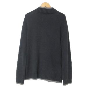 BURBERRY BLACK LABEL ニット ジャケット ジップアップ スタンドカラー ワンポイント 刺? ライン 3 L相当 黒 ブラック GY01 X