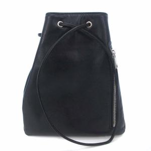 CLANE 18SS DRAWSTRING BAG ドローストリングバッグ ショルダー 巾着 ロゴ レザー 牛革 ブラック 黒 鞄