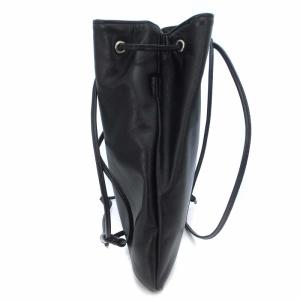 CLANE 18SS DRAWSTRING BAG ドローストリングバッグ ショルダー 巾着 ロゴ レザー 牛革 ブラック 黒 鞄