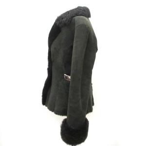 LEONARD SPORT ムートンジャケット 裏ファー 羊革 ラムスキン ブラック 黒 40 L位 アウター GY31