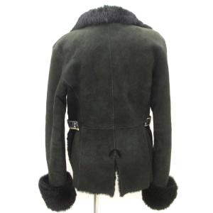 LEONARD SPORT ムートンジャケット 裏ファー 羊革 ラムスキン ブラック 黒 40 L位 アウター GY31