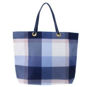 BLUE LABEL CRESTBRIDGE トートバッグ ハンド チェック ロゴチャーム付き ブルー 青 鞄 GY13