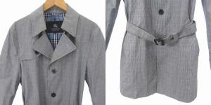 BURBERRY BLACK LABEL トレンチコート ベルト付き ノバチェック 3B コットン グレー M アウター