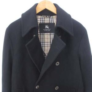 BURBERRY BLACK LABEL チェスターコート ノバチェック 銀ボタン ウール アンゴラ混 ブラック 黒 M アウター