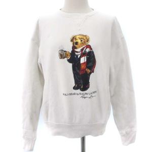 ポロベア スウェット トレーナー 裏起毛 プリント コットン ホワイト 白 S