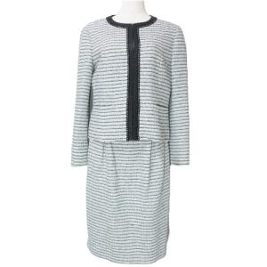 セットアップ ジャケット スカート フォーマル ツイード ラメ ノーカラー ジャケット 総裏地 ひざ丈 タイト 38 M相当