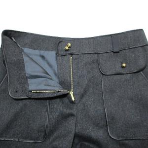 LOUIS VUITTON 美品 スラックス パンツ ウール ロールアップ 金ボタン 34 S相当 ダークグレー SM1 X