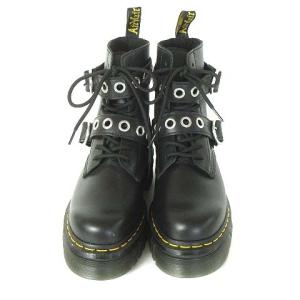 Dr.Martens AUDRICK 8IB HDW 8ホール ショートブーツ 厚底 レースアップ ベルト レザー 黒 ブラック UK6 25cm