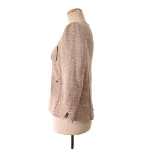 mina perhonen nostalgia ノスタルジア カーディガン Vネック 七分袖 リネン 38 M 茶 ブラウン系 US8981