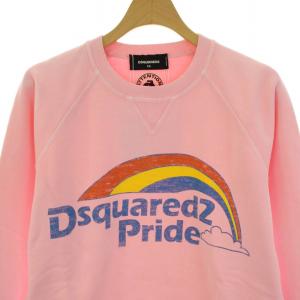 DSQUARED2 タグ付き スウエット トレーナー クルーネック プリント 裏起毛 S71GU0368 S25030 XS ピンク