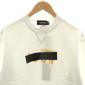 DSQUARED2 タグ付き Icon Taped Sweater トレーナー 長袖 ロゴ 裏起毛 S 白 ホワイト S79GU0048