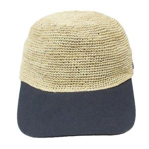 HELEN KAMINSKI 帽子 ベースボールキャップ 麦わら ラファイア ワンポイント バイカラー ベージュ ブラック X