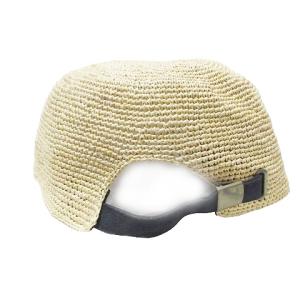 HELEN KAMINSKI 帽子 ベースボールキャップ 麦わら ラファイア ワンポイント バイカラー ベージュ ブラック X