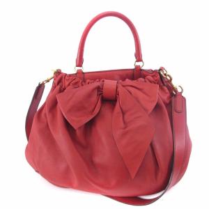VALENTINO GARAVANI 2way ハンドバッグ ショルダー リボン ラムスキン 羊革 レザー 赤 レッド 鞄