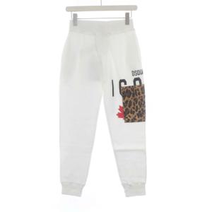 Jogging pant スウェット ジョガーパンツ イージー ヒョウ柄 レオパードポケット ロゴ 裏起毛 XXS 白 ホワイト