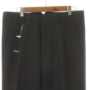 DSQUARED2 タグ付き パンツ スラックス 切替 デニム地 ジッパーフライ ストライプ ウール 48 M 茶 ブラウン 紺 ネイビー S71KB0394