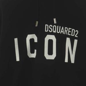 DSQUARED2 タグ付き ICON パーカー プルオーバー ロゴ プリント 裏起毛 XS 黒 ブラック S79GU0003