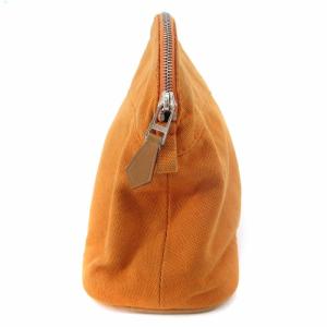 HERMES ボリード ポーチ Hロゴ 刺繍 キャンバス オレンジ 鞄
