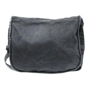 HUNTING WORLD ショルダーバッグ メッセンジャーバッグ エンボス 斜め掛け 鞄 コットン 黒 ブラック X