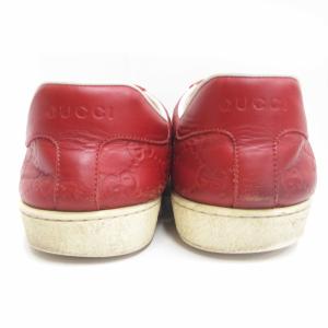 GUCCI Ace エース 386750 ウェビングライン スニーカー ローカット レザー 赤 レッド 8 27.0cm 靴