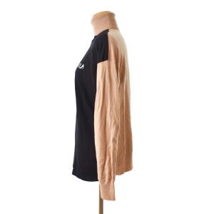 MM6 Maison Margiela ニット セーター 長袖 タートルネック プリント ウール S 黒 ブラック 茶 ブラウン S52HA0129