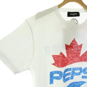 DSQUARED2 タグ付き PEPSI S78GD0041 ロゴTシャツ カットソー 半袖 クルーネック プリント コットン 白 ホワイト M