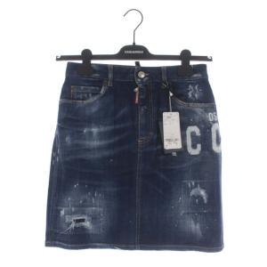 タグ付き ICON spray Midi Slrt S80MA0011 デニムスカート タイト ミニ ダメージ加工 青 ブルー