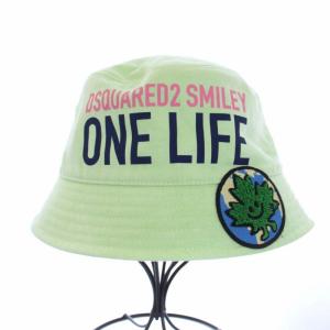 DSQUARED2 タグ付き ONE LIFE ONE PLANET バケットハット 帽子 ロゴプリント S82HA0031 緑 グリーン S